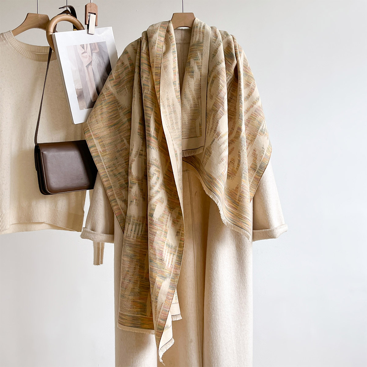 Pashmina Wrap Large - Women Imitation Cashmere Scarf Fringed Thick